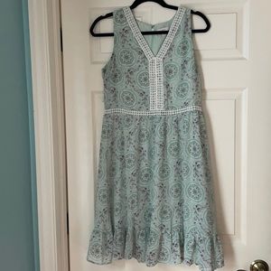 LOFT Mint Lace-Trim Sleeveless Midi Dress